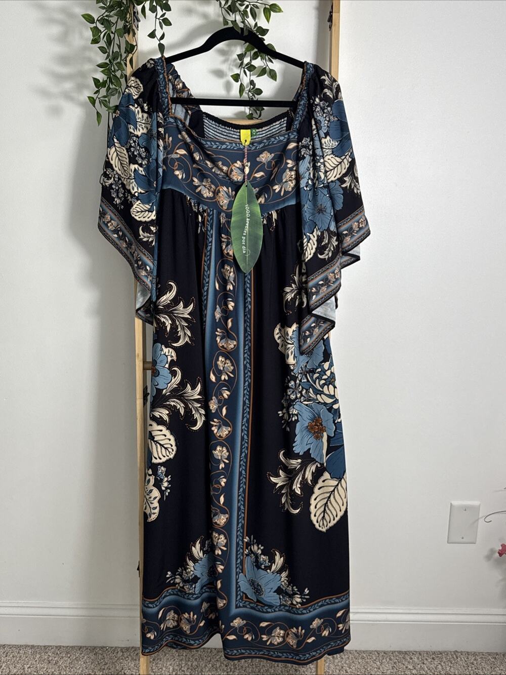 Farm To Rio DALI Crop Maxi Dress Sz S Square Neck Side Pocket Boho Resort Indie